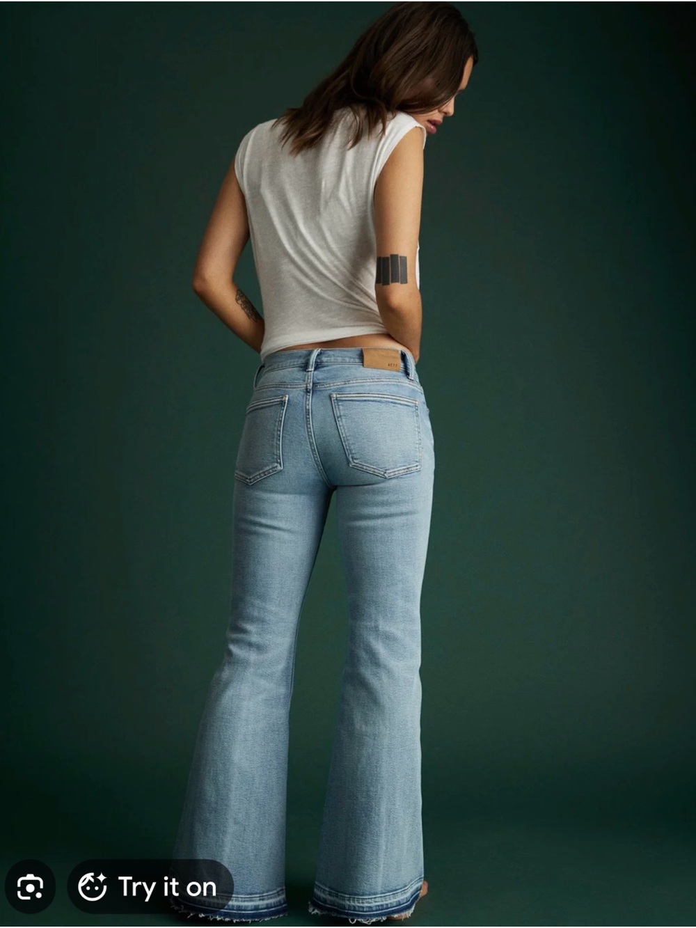 AE 77 Premium Denim Medium Blue High-Rise Flare Jeans